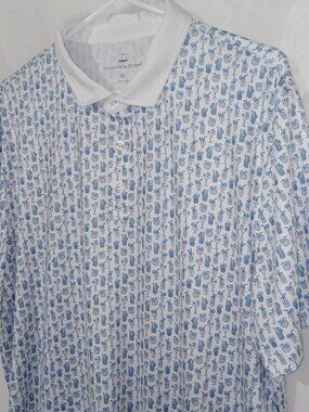 Grayson & Dunn Golf Men's Polo Shirt Cocktails Print Size XL Golf Preppy